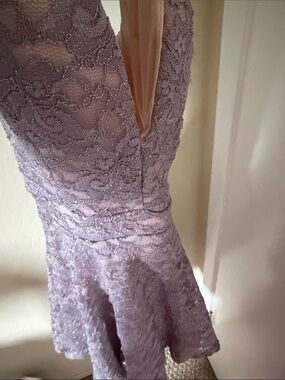 Macy's Lavender Lace Backless Fit & Flare Dress